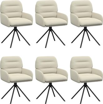 vidaXL Sillas De Comedor Giratorias 6 Uds. Cuero Sint&eacute;tico Crema Vidaxl