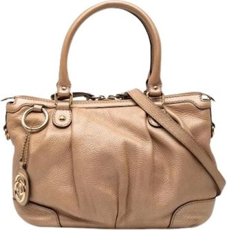 Gucci Pre-owned Handbags, female, Beige, Size: ONE SIZE Pre-owned Sukey Satchel