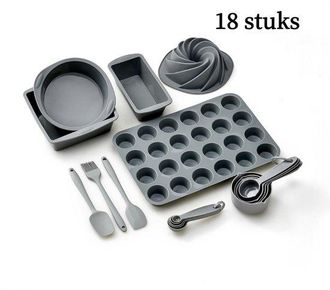 OEM Set Da Forno In Silicone Da 18 Pezzi: Stampi Per Torte, Spatola, Pennello, Misurino E Cucchiaio Dosatore, Stampo Per Plumcake (resistente Al Calore Fi