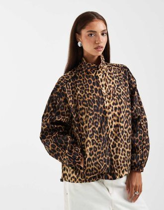 Asos Giacca sportiva oversize leopardata-Multi