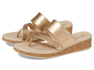 Bzees Bora Bright Wedge Sandals Womens Sandals Gold Metallic : 6.5 M, Synthetic
