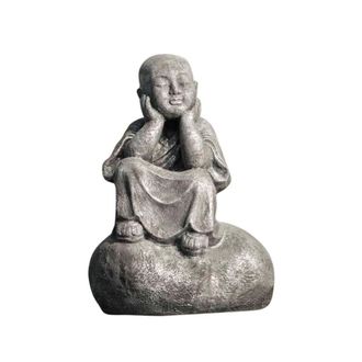 Wanda Collection Estatua monje shaol&iacute;n pensativo p&aacute;tina gris 80 cm