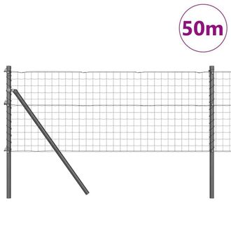 Berkfield Home Versatile Euro Fence with 13 Posts 0.4x50 m Galvanised Steel Grey in Dark Grey