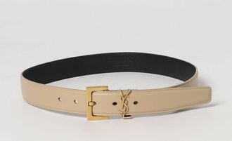 Saint Laurent Cintura Cassandre in pelle di vitello con monogramma YSL 3 cm