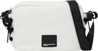 Karl Lagerfeld Nylon Camera Bag met Vetersluiting - Dames - Schoudertassen - Wit - ONE Size - Nylon - Tassen
