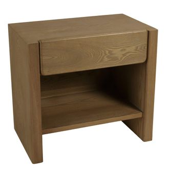 Macabane Mesita de noche color natural, 1 caj&oacute;n, dise&ntilde;o redondeado