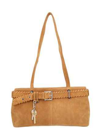 Osoi Suede Leather Shoulder Bag with Braided Belt Detail