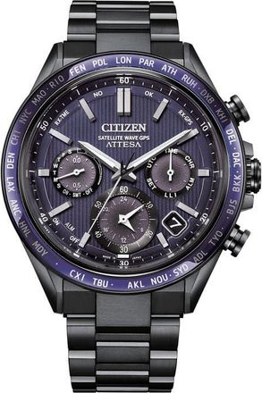 Citizen Attesa Satellite Wave GPS GMT Automatic Greytone Bracelet Watch, 44.6mm in Gray/blue at Nordstrom