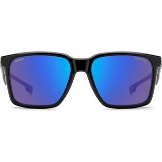 Carrera x Ducati 56mm Rectangular Sunglasses in Black/White/Blue at Nordstrom