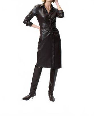 Joseph Ribkoff Faux Leather Shirt Dress In Mocha