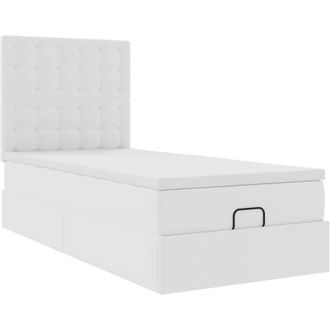 vidaXL Cama Otomana Colch&oacute;n Cuero Sint&eacute;tico Blanco 90x200cm Vidaxl
