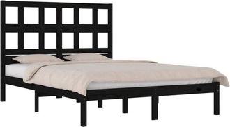 vidaXL Bed Frame without Mattress Black 140x190 cm Solid Wood Pine Vidaxl