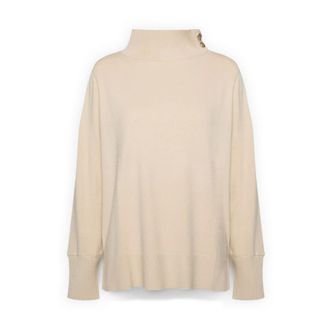 Elena Miro Truien & Vesten, Dames, Beige, M, Polyester, Viscose Cardigan met Knopen