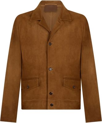 Prada Kort su&egrave;de jack - Heren - Leren en Su&egrave;de Jassen - Bruin - M - Su&egrave;de - Jassen