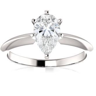 Pompeii3 1 Ct Pear Shape Diamond Engagement Ring Lab Grown 14k White Gold