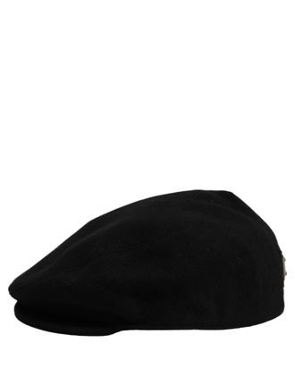 Dolce & Gabbana HAT10082 Virgin Wool & Cashmere Blend Flat Cap - Black