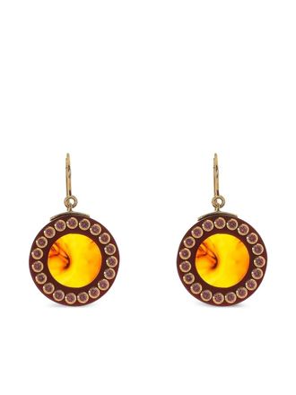 Mark Davis 18K yellow gold Garnet Bakelite earrings - women - 18kt Yellow Gold/Garnet - One Size