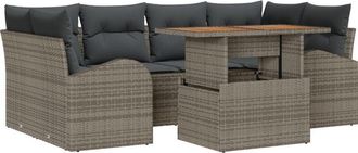 vidaXL Garden Sofa Set with Storage 7 pcs Grey Poly rattan Vidaxl