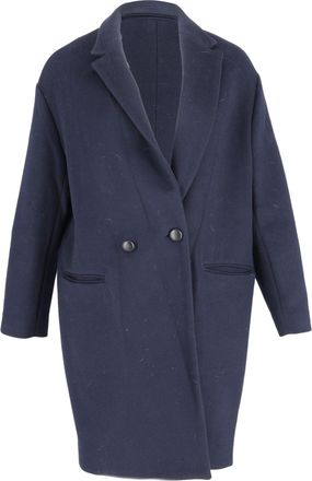 Isabel Marant Double-Breasted Coat in Navy Blue Wool