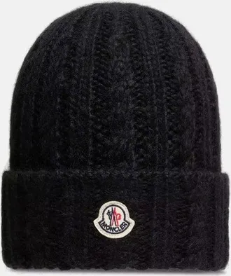 Moncler WOMENS ARCHIVE LOGO HAT Size: OS, colour: BLACK