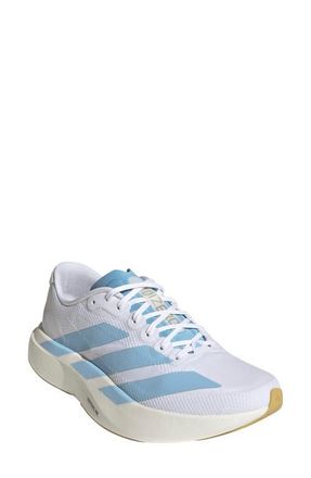 adidas Adizero Evo SL Running Shoe in White/Blue/Matte Gold at Nordstrom, Size 10.5