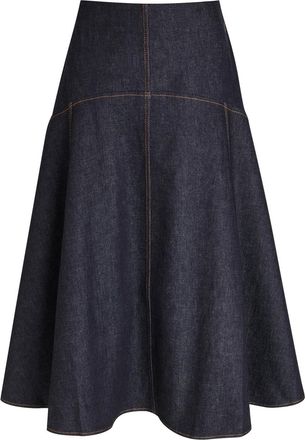 Jacquemus La Triangle De-nîmes Panelled Midi Skirt - Navy - 27 (W27 / UK8-10 / S)