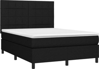 vidaXL Cama Box Spring Con Colch&oacute;n Tela Negro 140x190 Cm Vidaxl