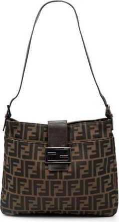 Fendi Pre-owned Shoulder Bags, female, Brown, Size: ONE SIZE Pre-owned Vintage Zucca Monogram Shoulder Bag