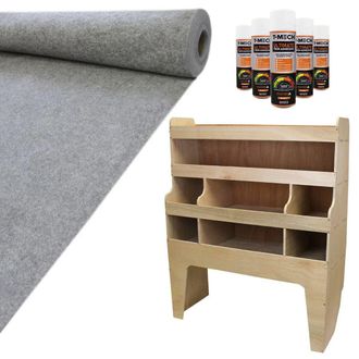 MonsterShop 11sqm Smoke Grey Van Lining & VW Transporter Racking Unit