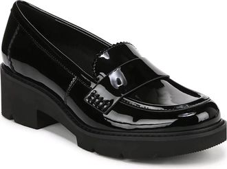 Naturalizer Womens Naturalizer Dakota Lug Loafer Black Faux Patent Round Toe HAWK829
