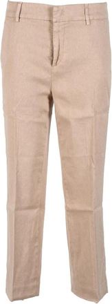 Dondup Linnen Lyocell Elastane Broek - Dames - Straight fit broeken - Roze - W28 - Linnen - Broeken