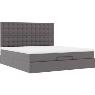 vidaXL Estructura Cama Otomana Colch&oacute;n Cuero Sint&eacute;tico Gris 180x200cm Vidaxl