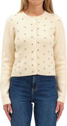 Daze Denim Muse Embellished Crewneck Cardigan