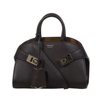 Ferragamo Handbags, female, Black, Size: ONE SIZE Hug Grainy Bicolor