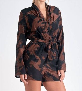 Elan Montreal Romper In Brown And Black