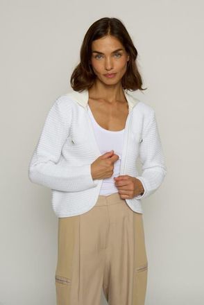 Central Park West Chanel Dickey Cardigan in White at Nordstrom, Size X-Small