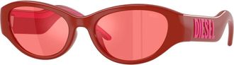 Diesel Dl 3021U Zonnebril - Dames - Zonnebrillen - Rood - 52 MM - Accessoires