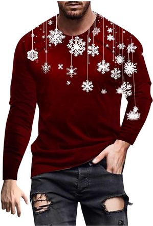 Generic Mens Xmas Tree Jumper Ugly Christmas Sweatshirt 3D Printed Funny Pullover Reindeer Santa Claus Jumpers Crewneck Sweatshirts Long Sleeve Pullover Causa