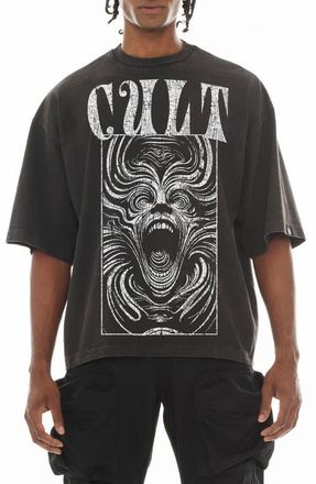 Cult of Individuality Graphic Crewneck Cotton T-Shirt in Vintage Charcoal at Nordstrom, Size X-Large