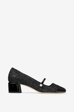 Jimmy Choo London Riemchenpumps aus Leder in Spiegeloptik und Glitter Elisa 45