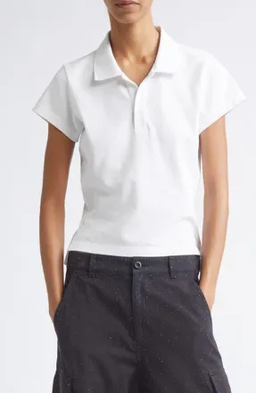 Alexander Wang Shrunken Cotton Piqu&eacute; Polo in Vintage White at Nordstrom, Size X-Small