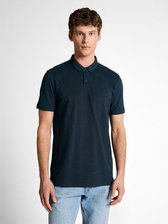 Tom Tailor Denim Poloshirt TOM TAILOR DENIM, Herren, Gr. XXL, blau schwarz two tone pique, Single Jersey, Obermaterial: 100% Baumwolle, unifarben, regular fit normal, 