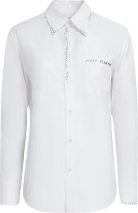 Marni Shirts, female, White, Size: S Poplin Shirt with Mending