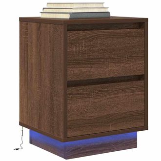 vidaXL Comodino Con Luci Led Rovere Marrone 38x34x50 Cm - Vidaxl