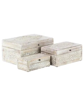 UMA Enterprises Inc. Set Of 3 Floral Decorative Boxes With Hinged Lid
