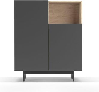 HERDASA Mueble aparador en melamina, colección PRINTED (602-1), con 2 puertas, en roble y grafito