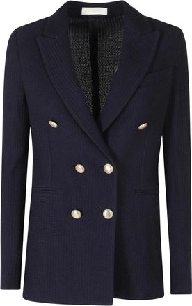 Circolo 1901 Dubbelrijzig Jasje met Metalen Knopen - Dames - Blazers - Blauw - XS - Katoen - Jassen