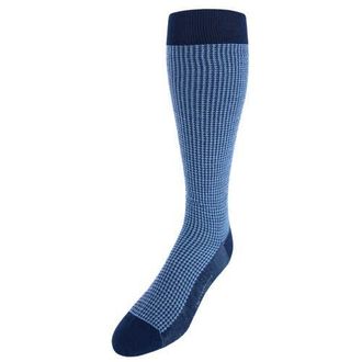 Trafalgar Store Charlie Over The Calf Houndstooth Merino Wool Socks in Navy And Light Blue at Nordstrom