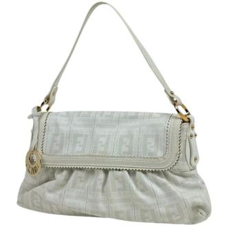 Fendi Pre-owned Zucca Schoudertas - Dames - Pre-owned - Wit - Maat: ONE Size Leer
