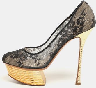 Nicholas Kirkwood Black Lace Platform Pumps